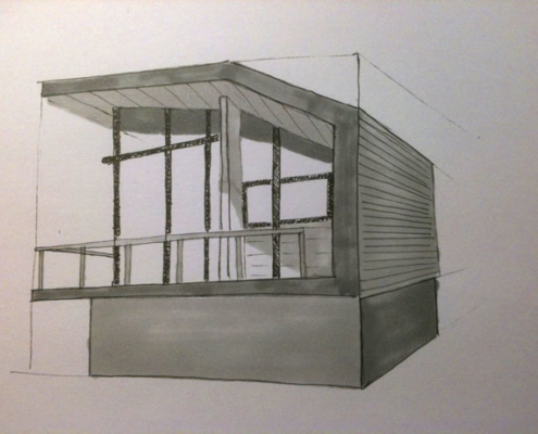 Sketch of a house: perspective used