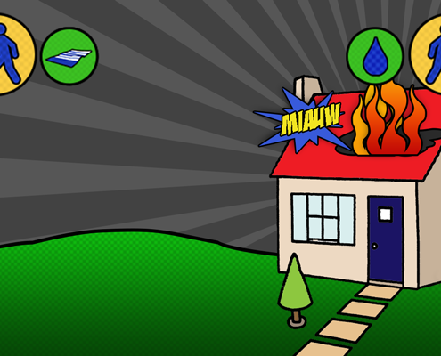 Burning House: do you want to be blanket man or water man?