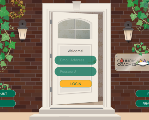 Interface of the welcome page of the Council of Coaches functional demonstrator